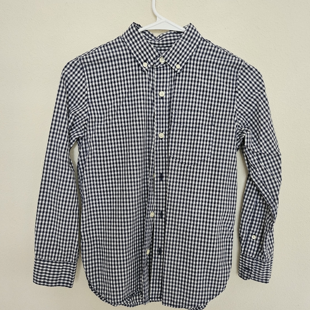 Gap Kids Navy Check Button Down Sz L